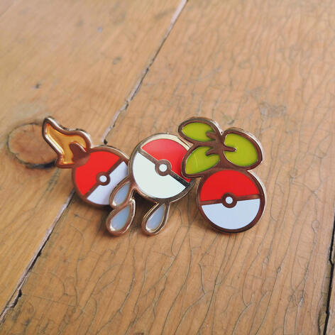 starter poke balls transparent enamel pins