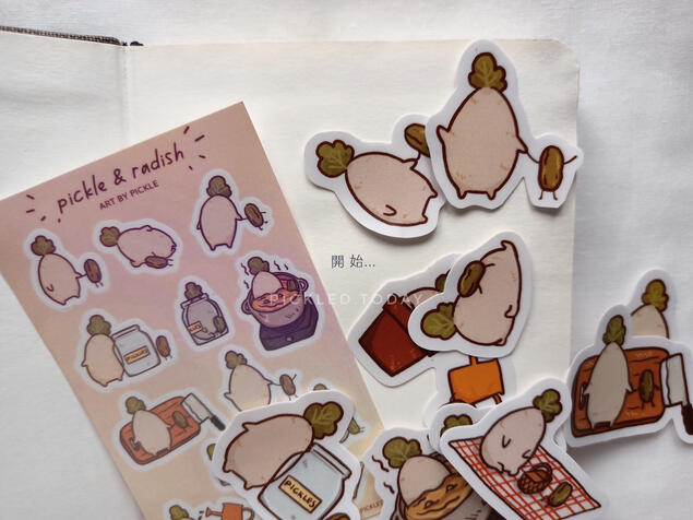 radish and pickle stickers